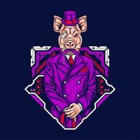 pig head man vector