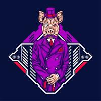 pig head man vector