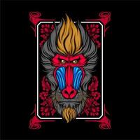 awesome monkey head with cool background vector