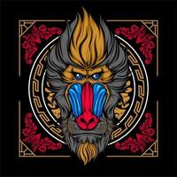 awesome monkey head with cool background vector