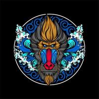 awesome monkey head with cool background vector