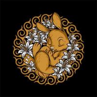 cute sleeping rabbit vector