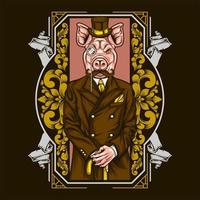 pig head man vector