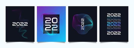 Happy New Year 2022 Poster Set with Futuristic and Colorful Style. 2022 Text Number Design Template. New Year Celebration Design Template for Flyer, Poster, Brochure, Card, Banner or Postcard vector