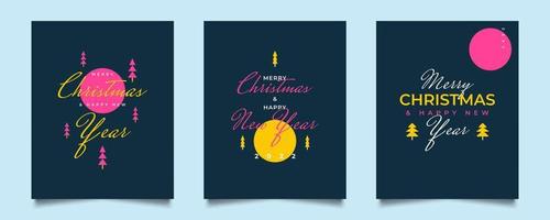 Creative Christmas and Happy New Year Poster Set. Holiday Design Templates with Typography for  Card, Banner or Poster. New Year Celebration Vector Illustration