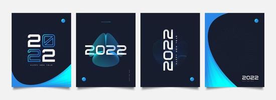 Happy New Year 2022 Poster Set with Futuristic and Colorful Style. 2022 Text Number Design Template. New Year Celebration Design Template for Flyer, Poster, Brochure, Card, Banner or Postcard vector