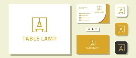 Furniture Simple Table Lamp Logo Design with Layout Template Business Card vector