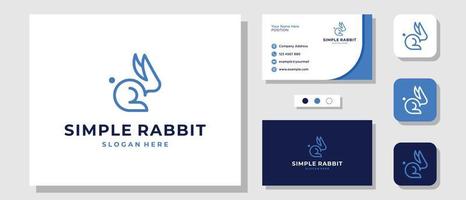 Simple Line Art Rabbit Bunny Fast Modern Logo Design with Layout Template Business Card vector