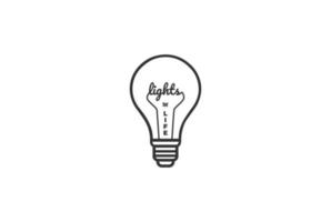 Bulb Lamp with Light Text Word Type Font Typography Logo Design Vector
