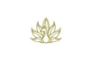 Elegant Luxury Golden Swan Peacock Logo Design Vector