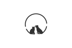 Simple Minimalist Cat Dog Pet Care Logo Design Vector