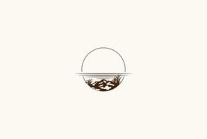 Simple Minimalist Grass Cattail Reed River Creek Lake Swamp Logo Design Vector