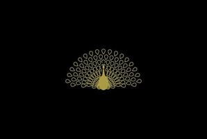 vector de diseño de logotipo de pavo real dorado de lujo elegante