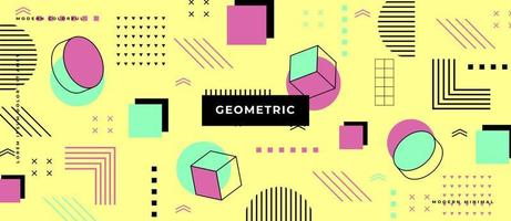 Memphis design retro elements, shape, line, dot Collection trendy memphis style geometric shapes. Retro funky graphic, 90s trends designs vector