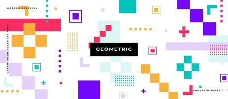 Flat pattern shape on white background. Trendy minimal geometric square shape, line, dot colorful concept. vector