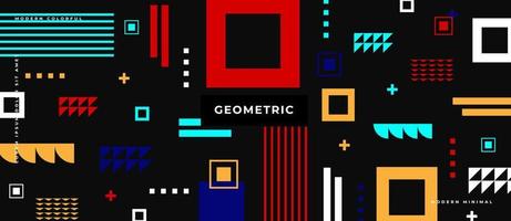 Geometric colorful elements, square memphis in the style of 80's. Trendy retro background. vector