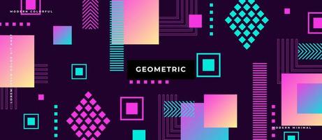 Colorful gradient neon elements with Memphis style geometric animated shape and element neon background. vector