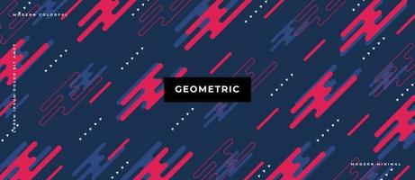 Flat vibrant abstract memphis style animated neon color shape on dark blue background. vector