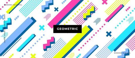 Geometric flat shape Pop art color background. Memphis pattern. vector