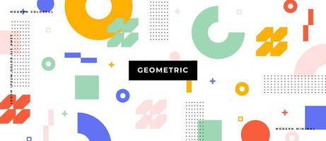 Colorful flat geometric pattern polygon shape. Memphis style minimal shape, line, dot, element in white background. vector