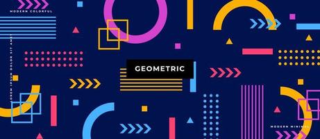 Memphis style banner template. 80-90s trendy fashion background with geometric shapes. vector