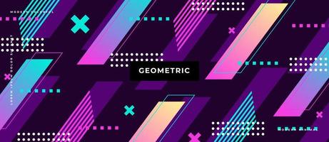 Colorful Abstract neon elements with geometric shapes. Memphis style line, dot, triangle on neon background. vector