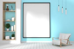 mock up poster frame in hipster interior japanese style.3D rendering photo