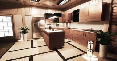 cocina, sala, japonés, style., 3d, interpretación foto