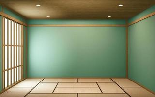 Empty mint room on wooden floor interior design. 3D rendering photo