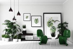 tropical modern living room interior. 3D rendering photo