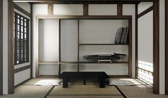 tatami mats and paper window in Japanese room style. 3D rendering photo