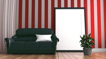 Red room empty modern style. 3D rendering photo