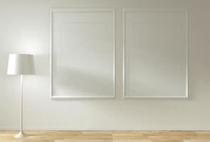 Empty interior background, room with decoraion mock up on wooden floor minimal design zen style.3d rendering photo
