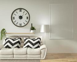Interior poster frame mock up living room with  white sofa room minimal design. 3D rendering. photo