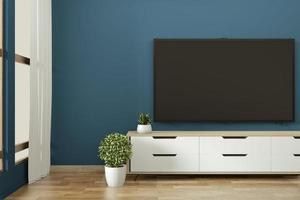 Tv cabinet in zen modern empty room janapese minimal designs, 3d rendering photo