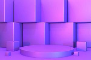 gradients purple and blue abstract podium showcase. 3D rendering photo