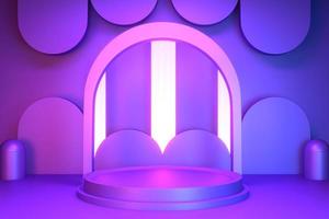 gradients purple and blue abstract podium showcase. 3D rendering photo