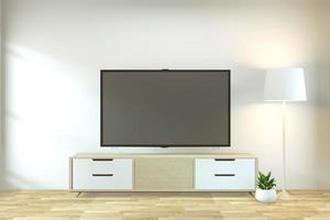 Mock up Tv cabinet in zen modern empty room japanese minimal designs, 3d rendering photo