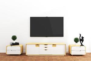TV in modern empty room, interior - minimal. 3d rendering photo