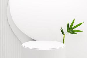 Tropical  Podium minimal geometric and bamboo japanese decoration .3D rendering photo