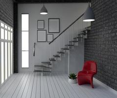 Empty,Modern loft style living interior design. 3d rendering photo