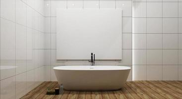 Bathroom interior bathtub and frame mock up. 3d rendering photo