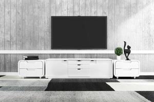 TV in modern empty room,minimal designs. 3d rendering photo