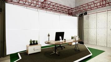 Studio - Modern Film Studio with white Screen. 3D rendering photo