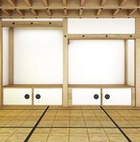 interior de la habitación japonesa - estilo moderno de la habitación vacía - diseño de techo. Representación 3d foto