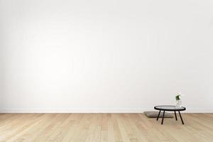 Japanese - Living Room Interior on empty white wall background - minimal design, 3D rendering photo