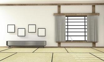 Diseño de interiores de habitaciones de estilo japonés. Representación 3d foto