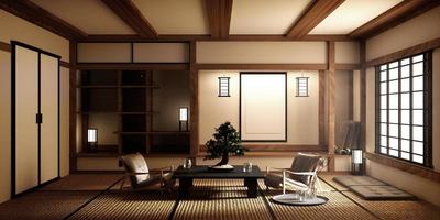 mock up, Japanese empty room tatami mat Designing the most beautiful. 3D rendering photo