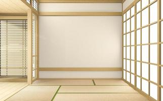 tropical style room interior, empty room japan style. 3D rendering photo