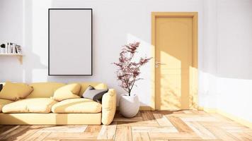 Interior scene mock up with yellow sofa and decoration on room minimalism. 3D rendering photo